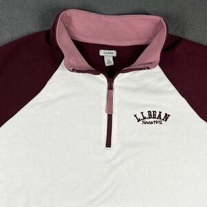 L.L.Bean Women's 1912 Quarter-Zip Colorblock Sweatshirt Plus 1X Varsity Preppy‎